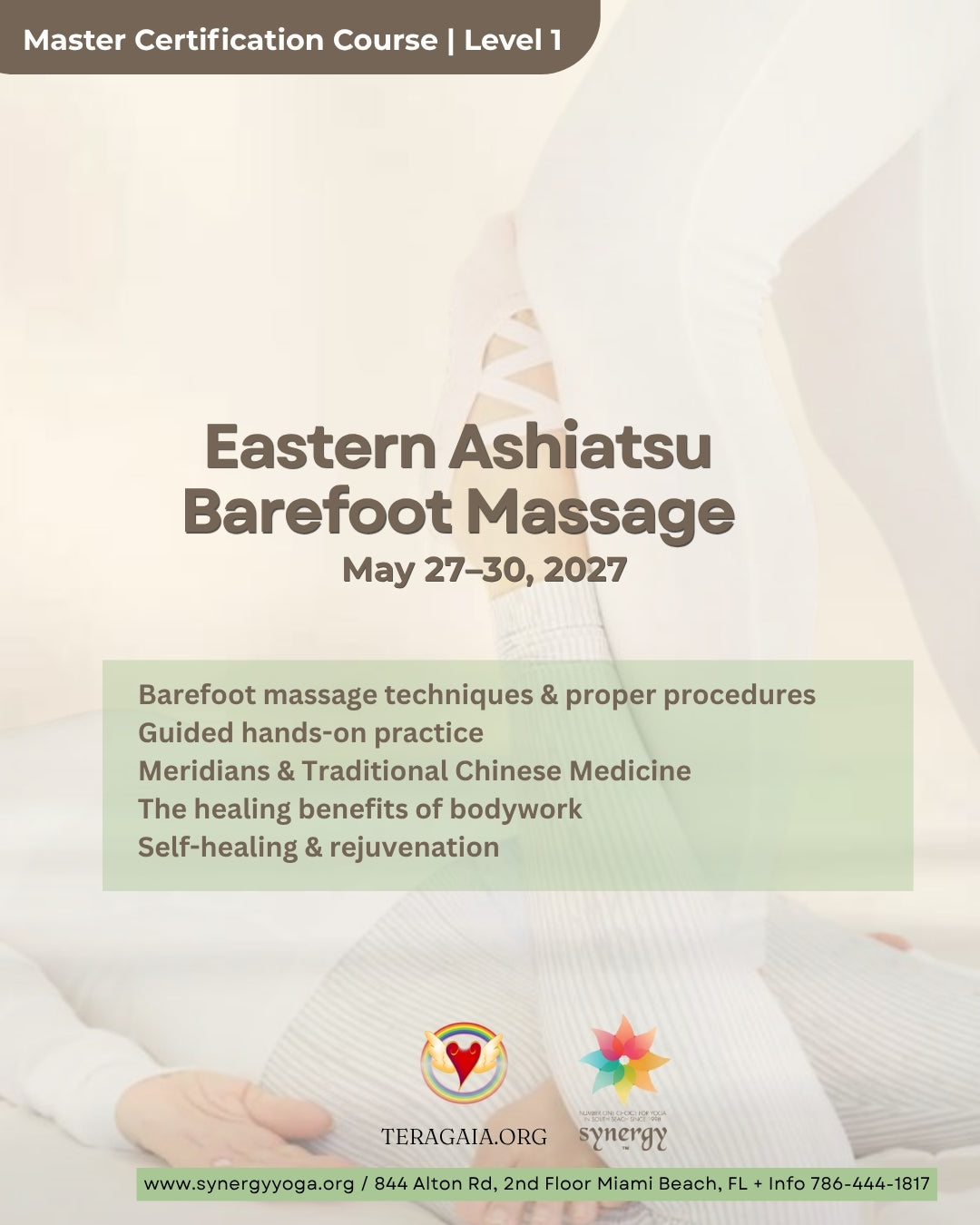 Ashiatsu Barefoot Massage Course - May 27–30, 2027