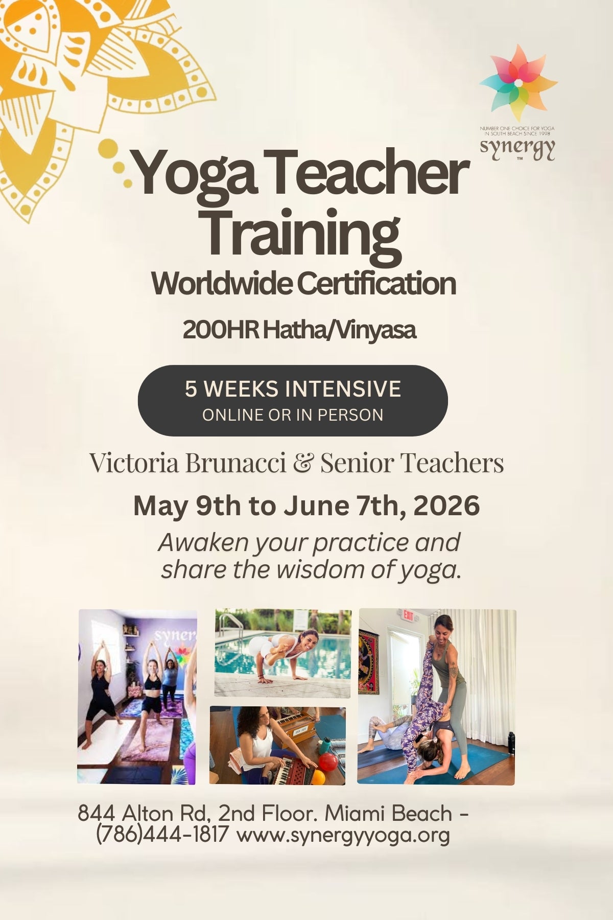 200HR Hatha/Vinyasa Yoga Teacher Training - May 9th to June 7th, 2026