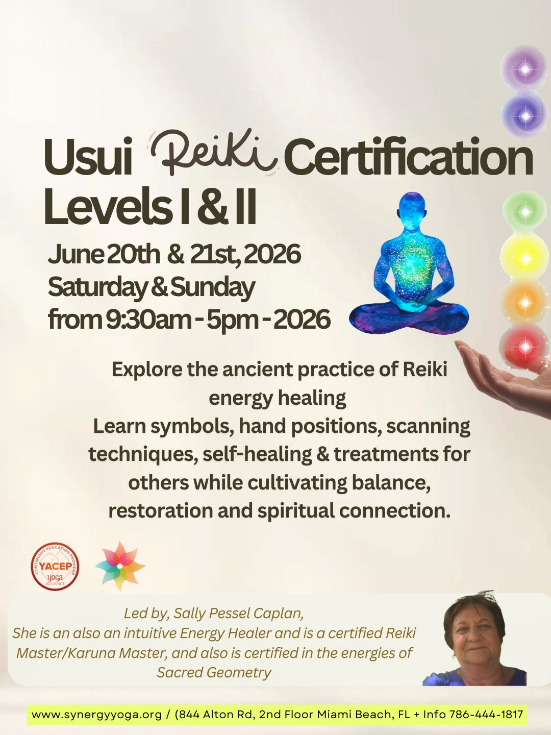 Usui Reiki Certification Levels I & II - June 20th- 21st-2026  - Saturday & Sunday  from 9:30am - 5pm - 2026