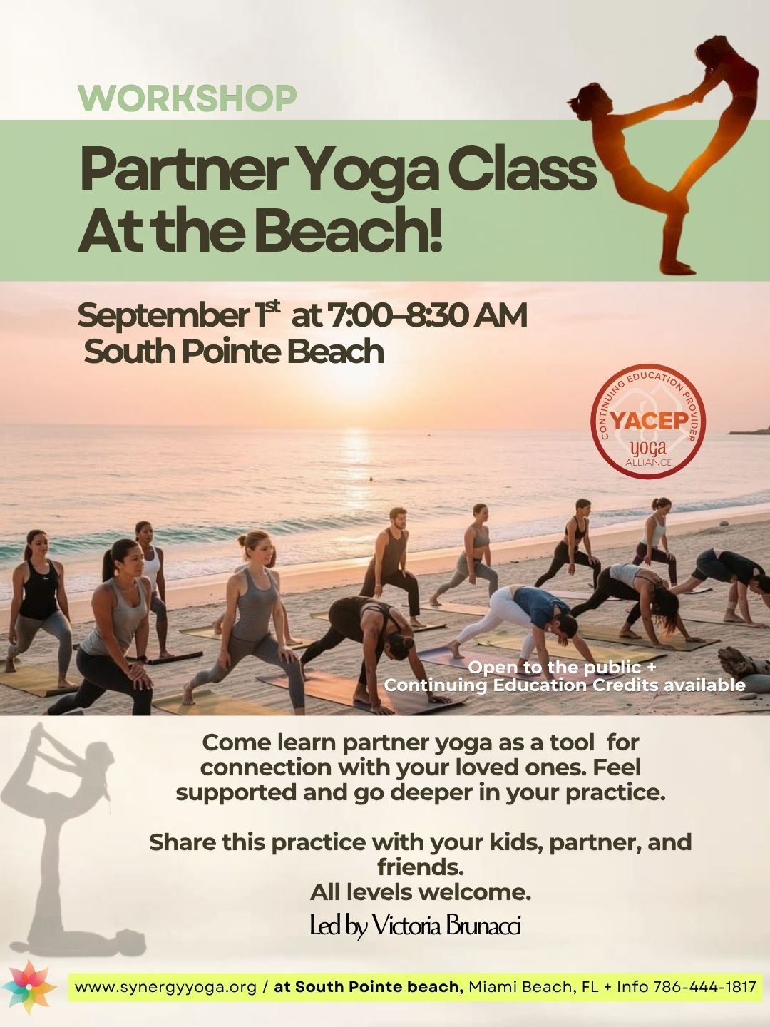 Partner Yoga at South Pointe Beach | September 1st  at 7:00–8:30 AM