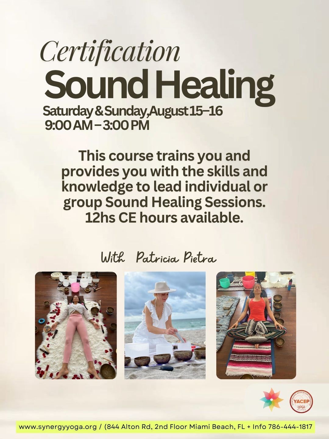 Sound Healing Certification- August 15th & 16th-2026