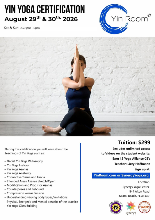Yin Yoga Teacher Training - Saturday and Sunday, August 29th and 30th
