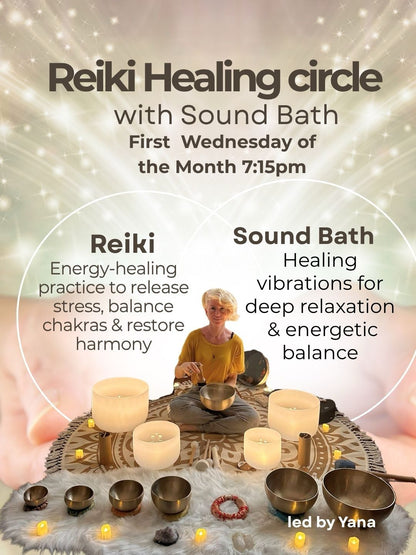 Monthly Reiki circle & Sound Bath-First Wednesday of the month,  October 7th   - 7:15-8:15pm